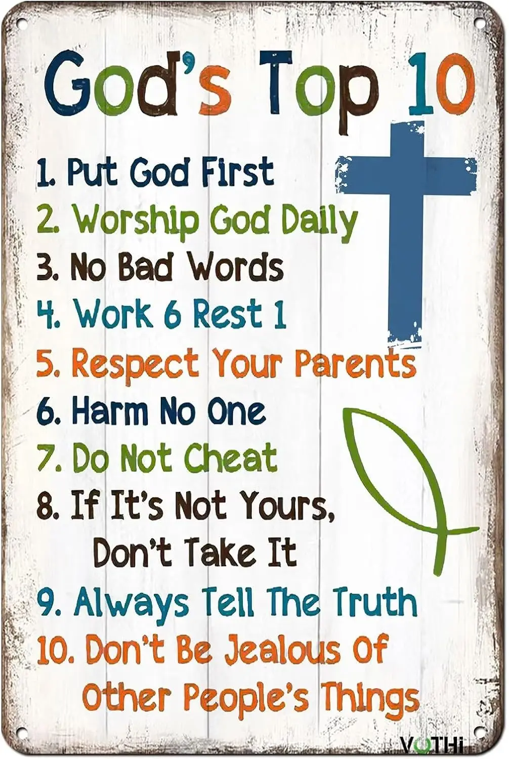 Aluminum 10 Commandments Sign - Art Deco Decorative Signage, es, Wall Decoration for Girls Room, Kitchen, Living Bedroom