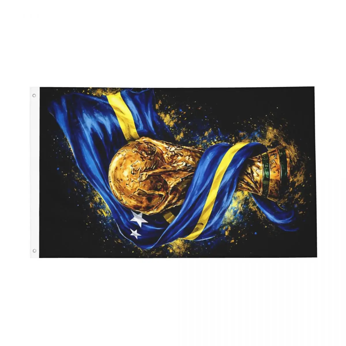 Curacao 2026 Football Cup Flag Vivid Color Outdoor Banner Polyester Hanging Decoration 90x150cm