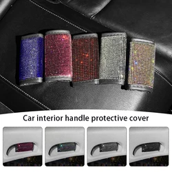 Auto Interior Door Handle Protector Roof Pull Cover Bling Rhinestone Car Accessories Universal Inner Armrest Panel Pull Decor