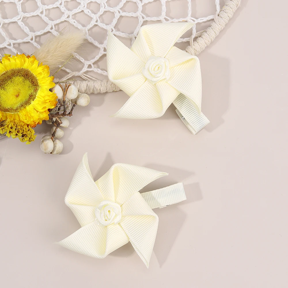 

2 шт., заколки для волос с цветком ветряной мельницы для детей, милые заколки принцессы с цветочным принтом для девочек, детские школьные повседневные головные уборы, аксессуары