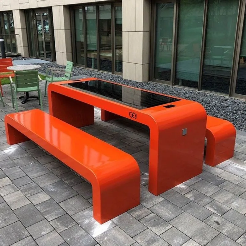 Multi-functional Smart Advertising Bench with Outdoor Solar Wireless Powered Charging Port Theme Park Service Device Facility