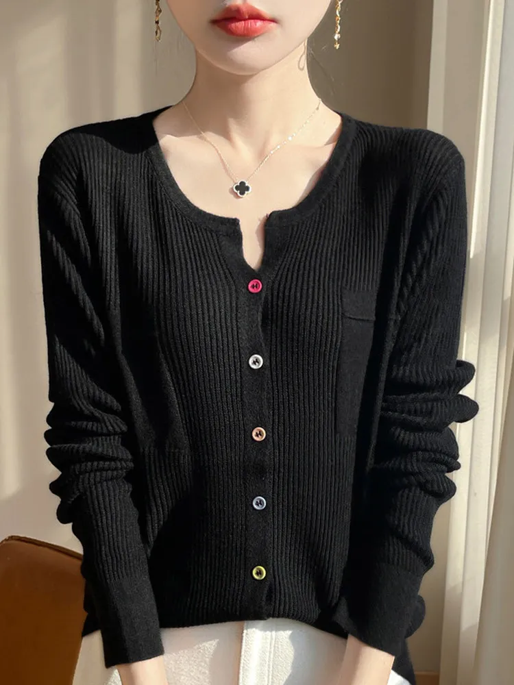 

Женский тонкий вязаный кардиган, однотонный круглый свитер Ne, верхняя одежда, повседневный свободный крой из мягкой ткани, длинный све, осенняя мода