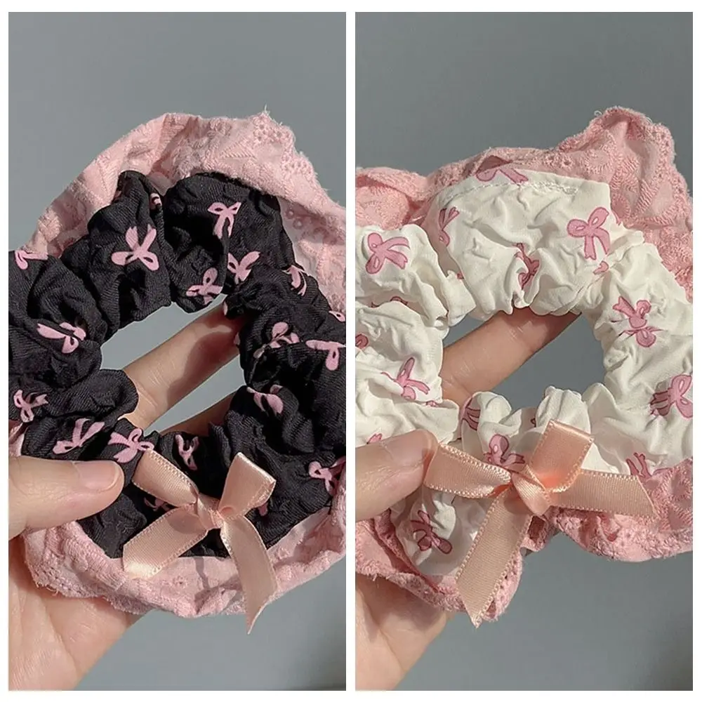 Y2K Bow Hair Scrunchies Cute Korean Style Cloth Bow Hair Rope High Elastic Rubber Band Balletcore Hair Ring Female/Girls