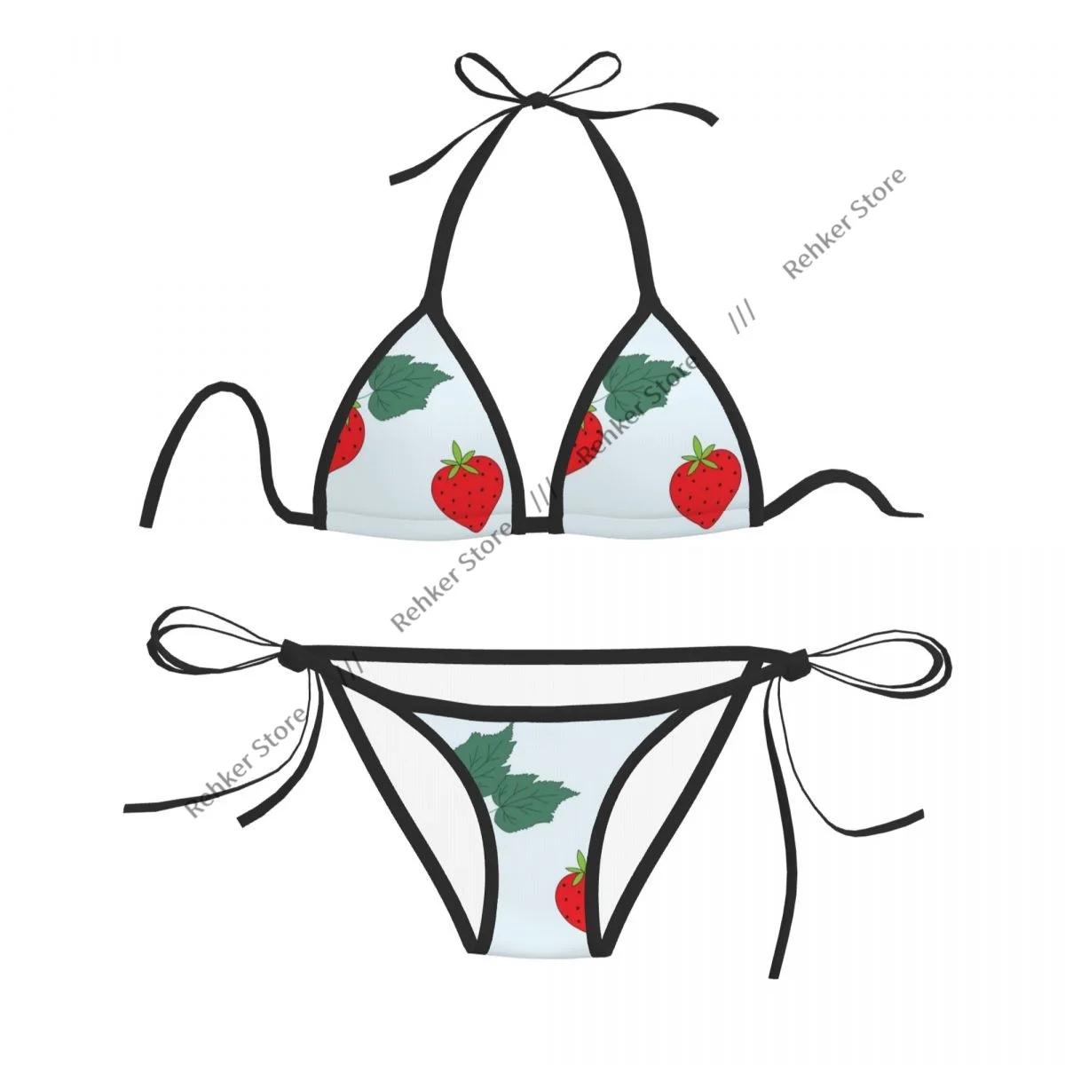 

Sexy Women Bikini Swimsuit Strawberry With Leaves Swimwear Bathing Suit