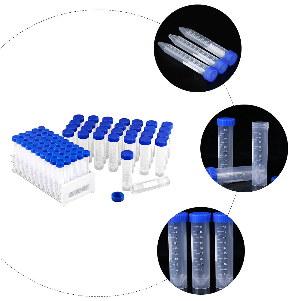 

81Pcs Plastic Test Tube Set Heat Resistant Durable Tubes with Lid Detachable Rack Science Experiment Equipment Lab Sample