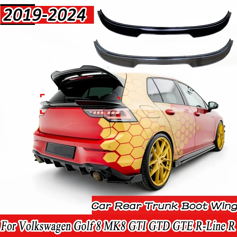 Car Rear Trunk Boot Wing For Volkswagen Golf 8 MK8 GTI GTD GTE R-Line R 2019-2024 ClubSport Style Spoiler Middle Wings BodyKit
