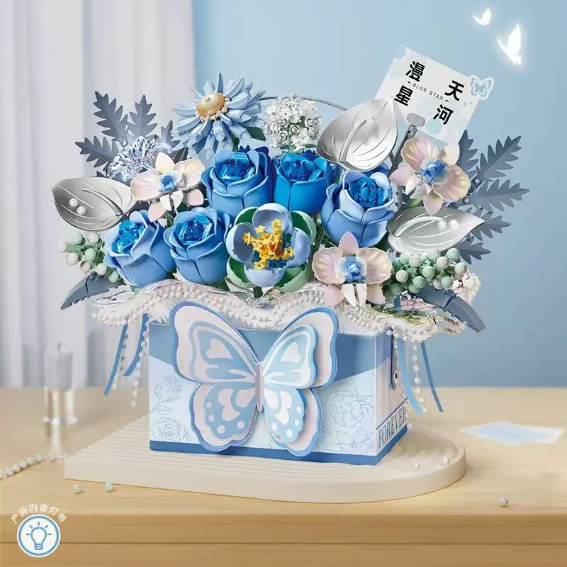 الزهور لتقوم بها بنفسك كتل الديكور ديكور المنزل نموذج ألعاب مكعبات البناء تجميع لعبة هدية الكريسماس للأطفال الكبار 4811 #4