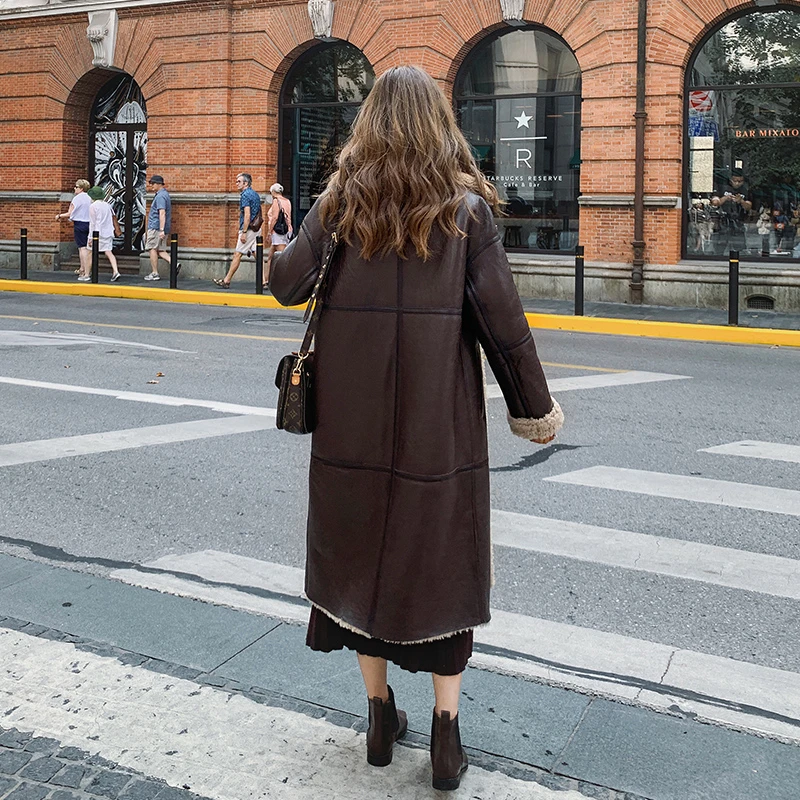 ZURICHOUSE-Chaqueta de invierno de piel auténtica para mujer, abrigo largo de lana de cordero, cortavientos de alta calidad, a la moda, 2024