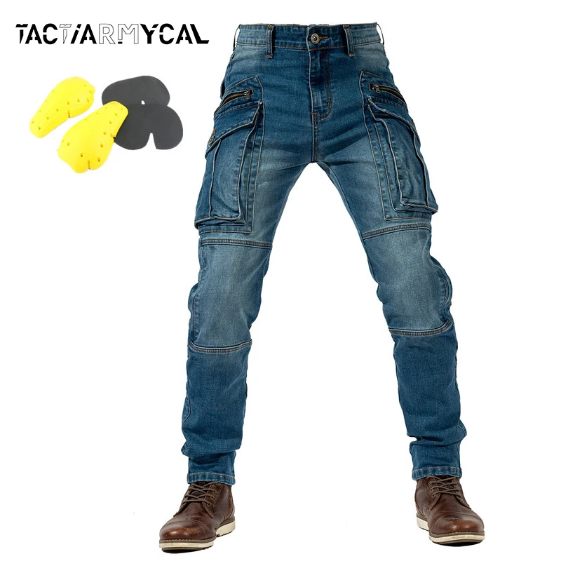 Autumn Men Pants Military Tactical Jeans Male Multiple Pockets Cargo Pant Casual Straight Dimem Jeans Trousers Plus Size S-4Xl