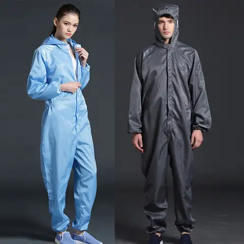 One-piece Coveralls Clean Clothes Hood Cleanroom Garments Clean Food Dust-proof Paint Work Clothing Unisex Protective Overalls