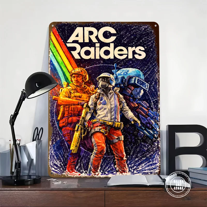 Crayon Paint ARC Raiders Game Tinplate Poster Customized Wall Art Vintage Metal Signs Retro Plates for Home Decor Living Room