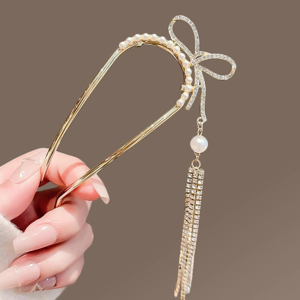 

U Shaped Hair Sticks Combs Pearl Tassel Hair Fork Hair Clip Hairpins Women Girl Hair Accessories Ornament Styling Tool