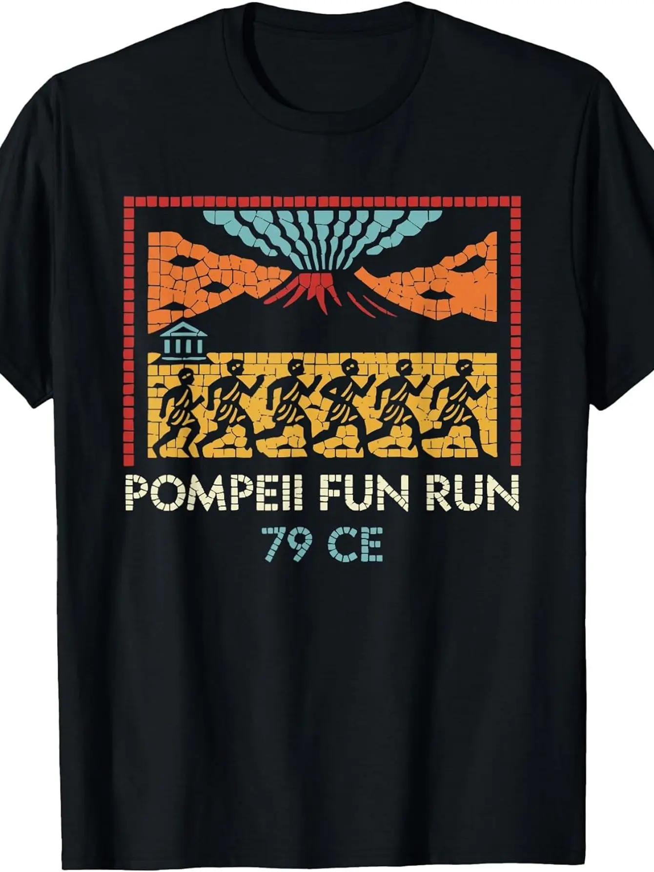 Pompeii Fun Run 79 CE Vintage Roman History T-Shirt Funny Crew Neck Tee with Stylish Print Casual  Comfortable Travel Clothing for Fashion Enthusiasts Ideal for Summer, Spring, Fall, And Daily Wear