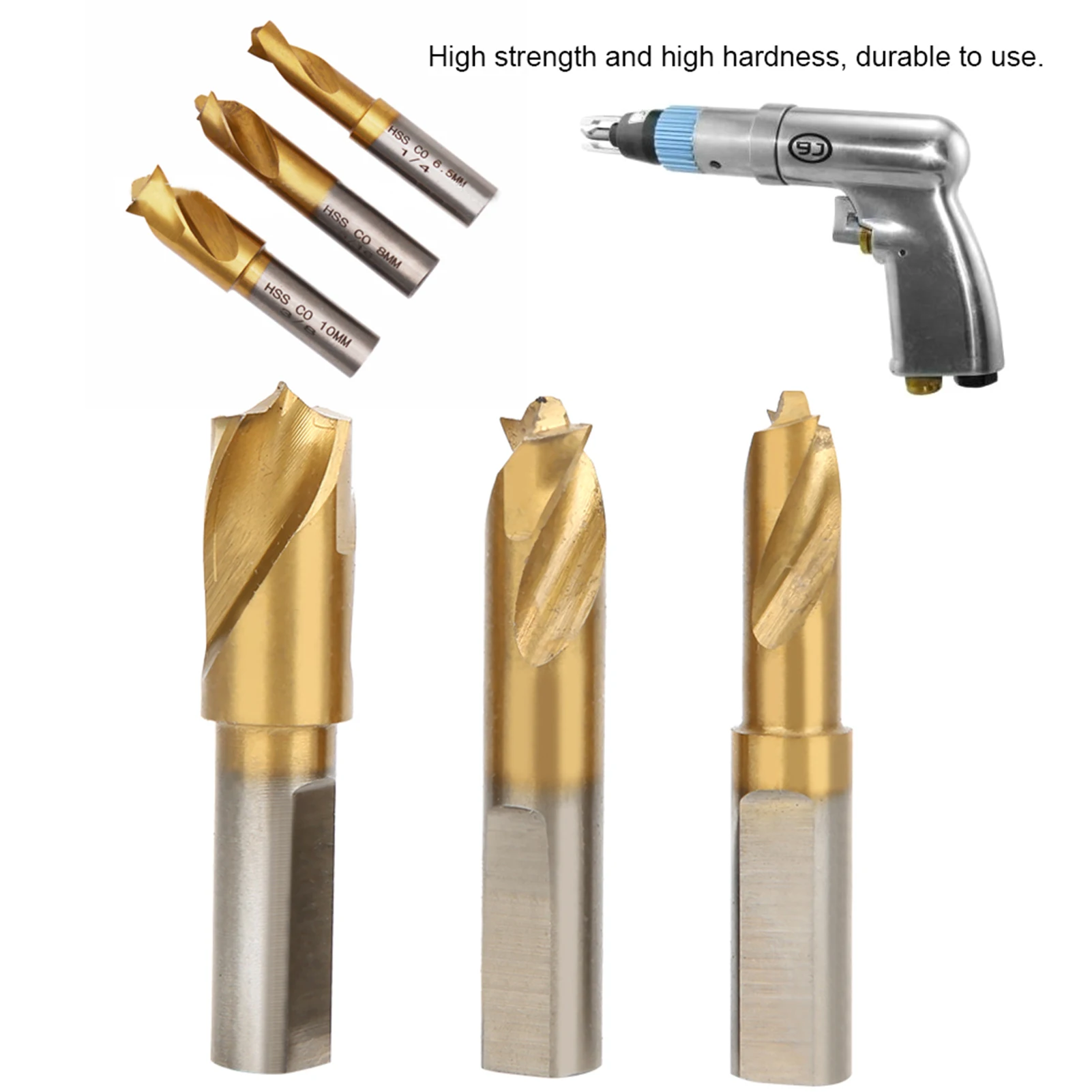 

Spot Weld Cutter, 3Pcs HSS CO Cobalt Spot Weld Drill Bit Set Kit Weld Cutter Cutting Accessories 1/4in 5/16in 3/8in