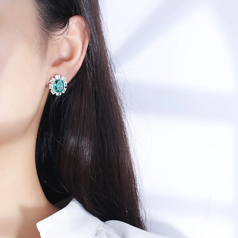 Jóias s925 prata internet celebridade alto carbono diamante ren corte estilo simples brincos pedra principal 8*10