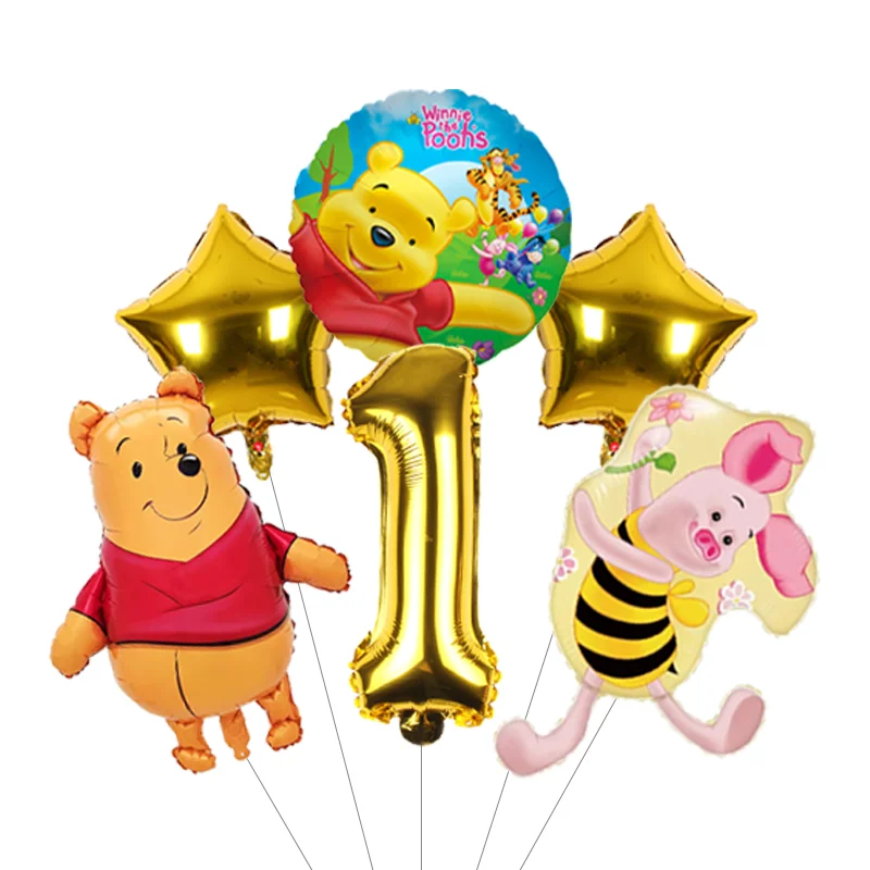 Cartoon Winnie The Pooh  Aluminum Foil Balloons Set Number Birthday for Kids Birthday Party Baby Shower Decorations Gifts - view 2