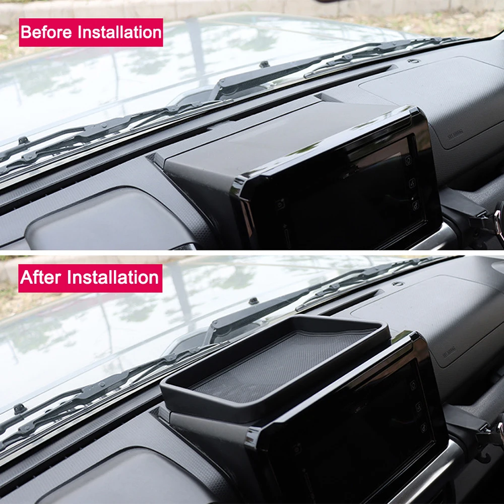 Car Center Console Storage Box Organizer Tray With Mat Pad for Suzuki Jimny 2019 2020 2021 2022 2023 Interior Accessories Black