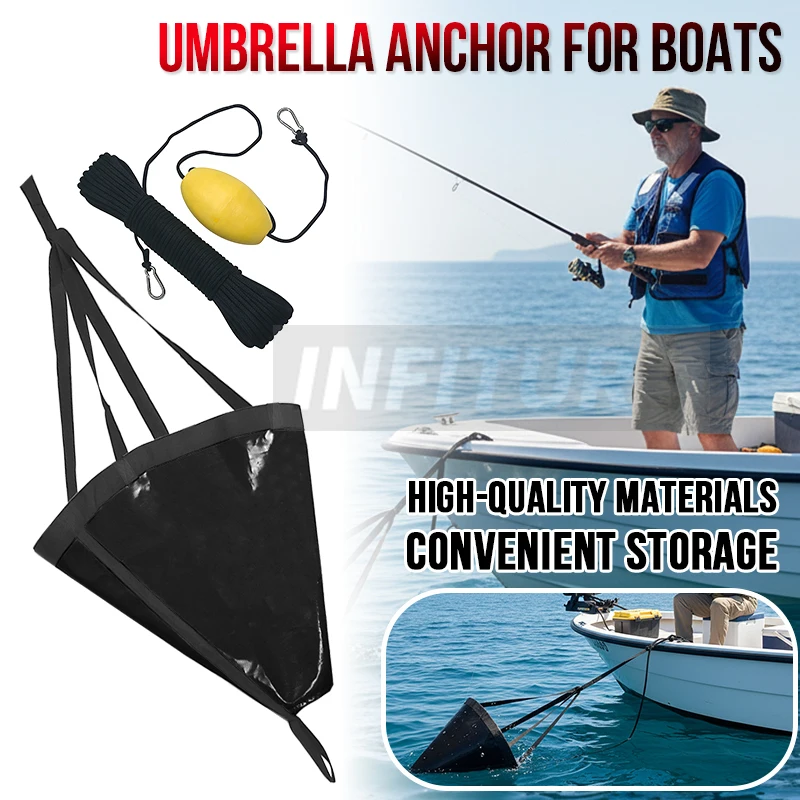 18/24 Inch Drift Sock Sea Anchor Drogue with 30ft Kayak Tow Rope Line Buoy Ball for Fishing Boat Trolling Sock