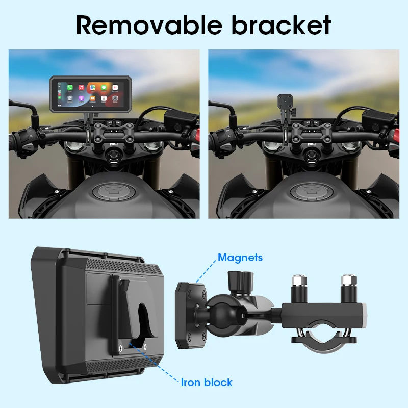 Srnubi 5/6.86 inch Portable Carplay Motorcycle Multimedia Player Motobike Android Auto Waterproof Moto DVR Navigation BT Monitor