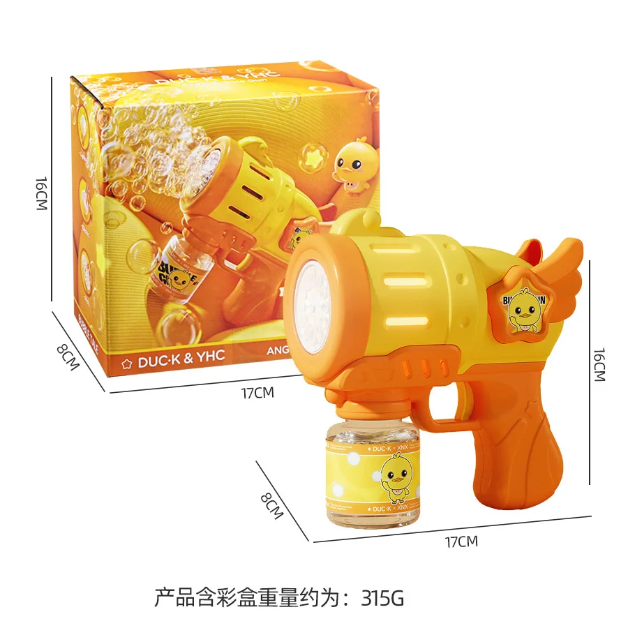 Handheld elektrische eendbellenpistool voor kinderen, buiten ouder-kind volautomatische engel handheld bellenblaasmachine speelgoed
