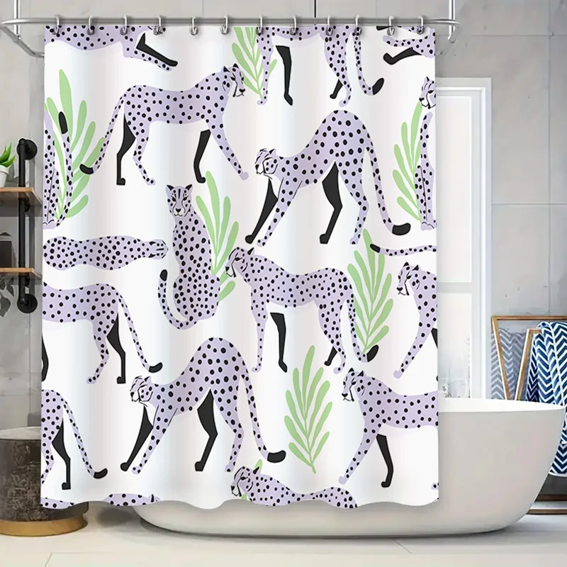 

Милая занавеска для душа с леопардовым принтом, домашний декор, водонепроницаемый коврик для ванной, аксессуары, украшение для ванной комнаты