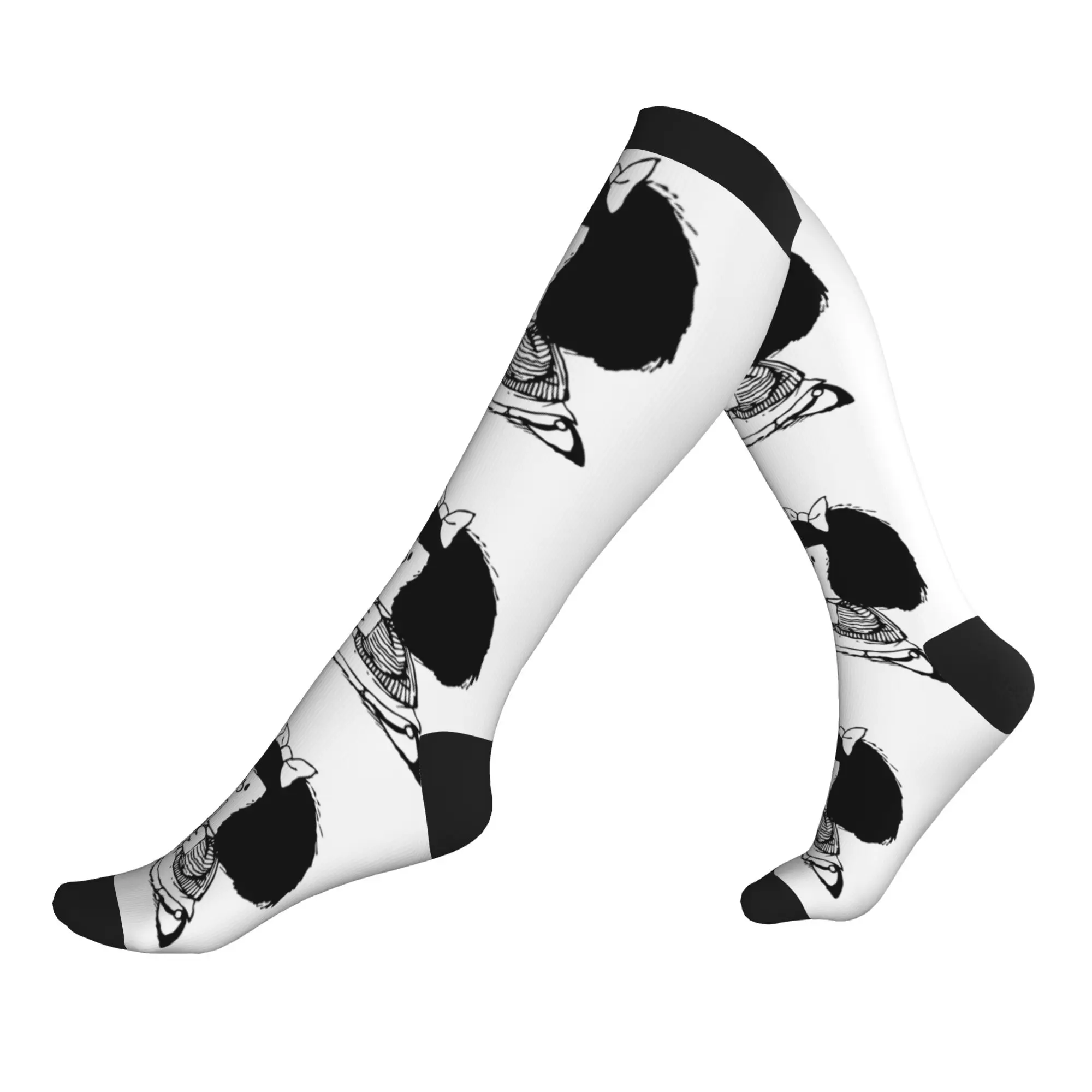 Kawaii Mens Mafalda Reading Dress Socks Unisex Warm Breathbale 3D Print Quino Cartoon Manga Sports Compression Socks
