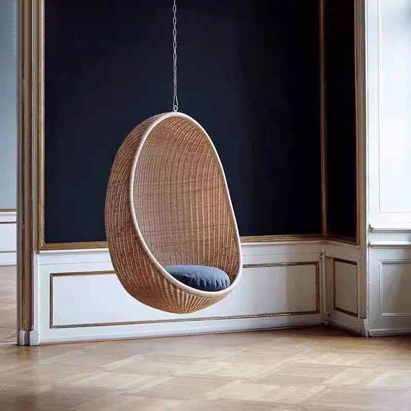 Garden  Rattan Furniture Indoor Single Seat Weaving Hammock Metal Egg Hanging  Patio Swing Chair Outdoor