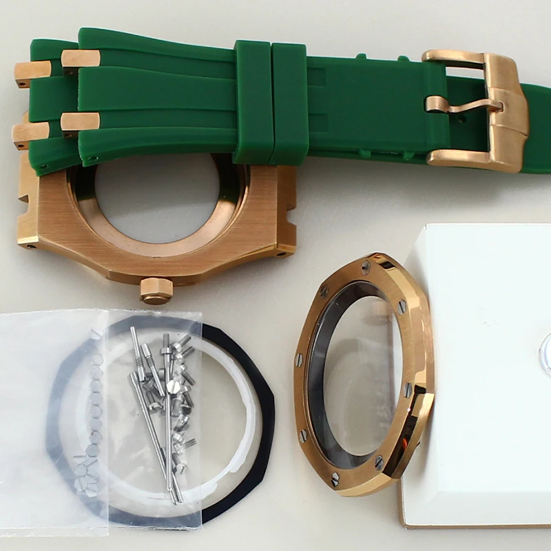 حزام مطاط من الفولاذ المقاوم للصدأ 316L موديل البلوط تم تعديله لعلبة الساعة الجديدة NH35 مناسبة للقرص 31 مم