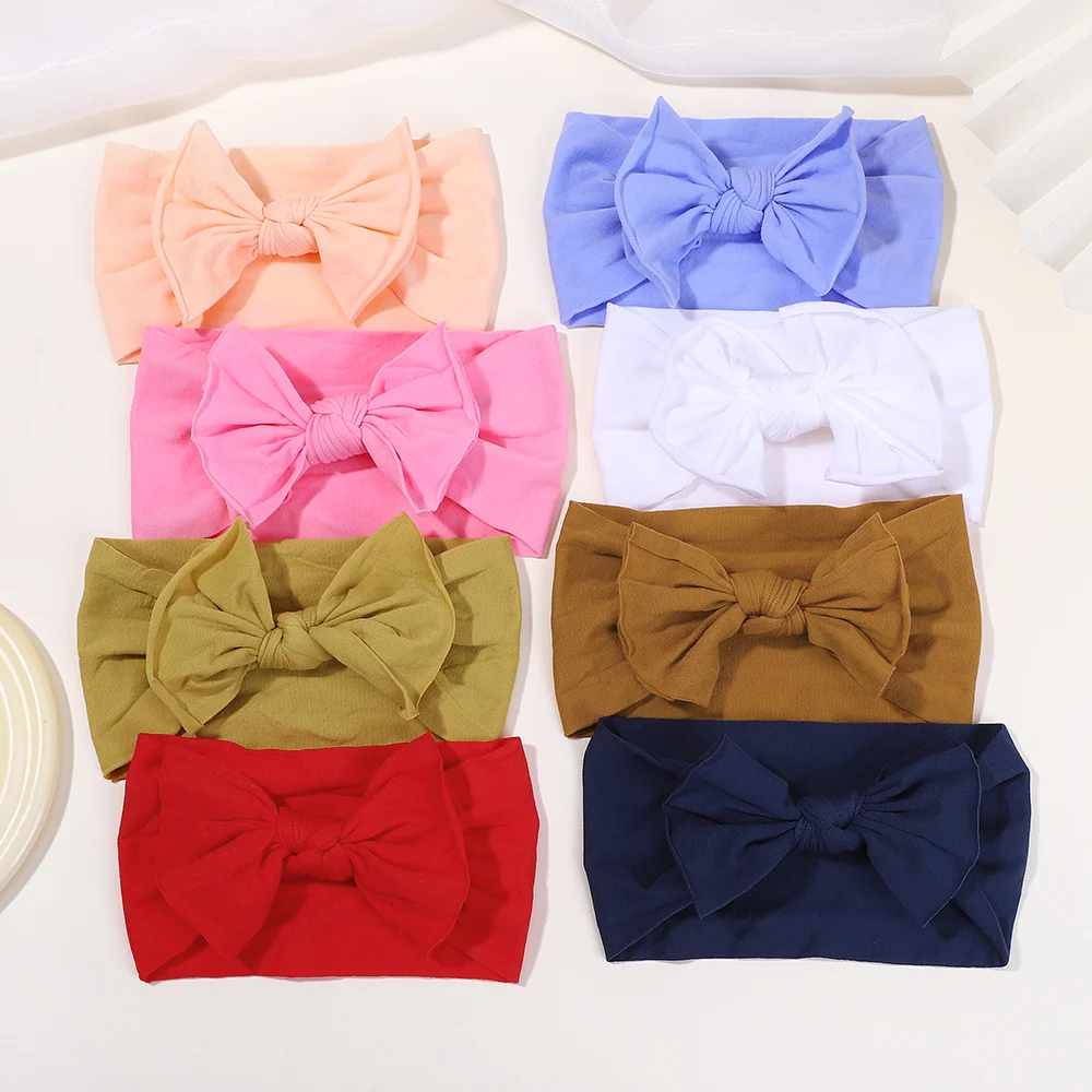 

10 шт., случайная однотонная повязка на голову для младенцев, эластичный нейлоновый мягкий головной убор, повязка для волос, повседневный подарочный набор платок для новорожденных от 1 до 3 лет