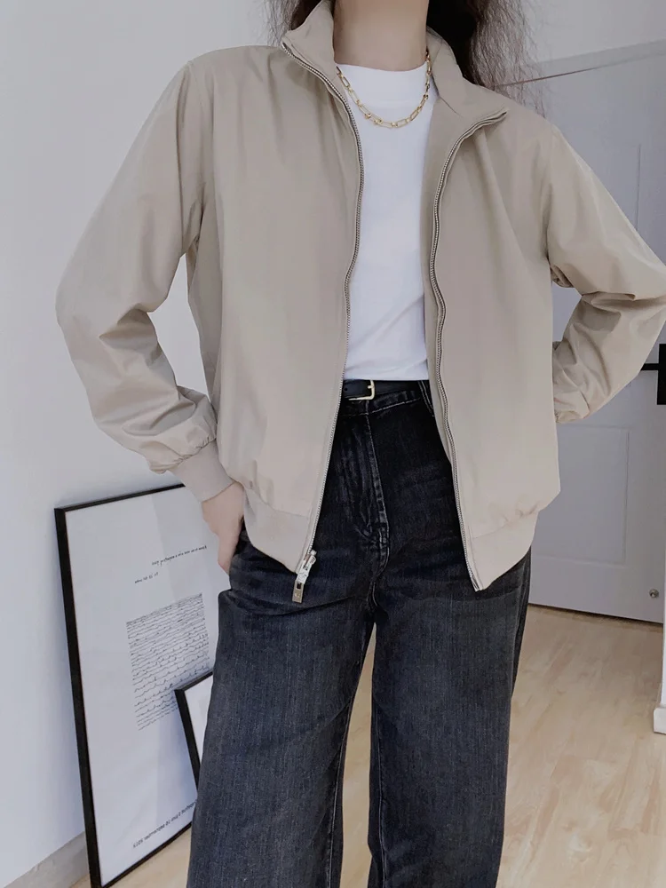 

High-End Double-Sided Wear Baseball Jaet ort Pilot Casual Women's Outerwear Early Autumn Faion Trend Nylon Fabric