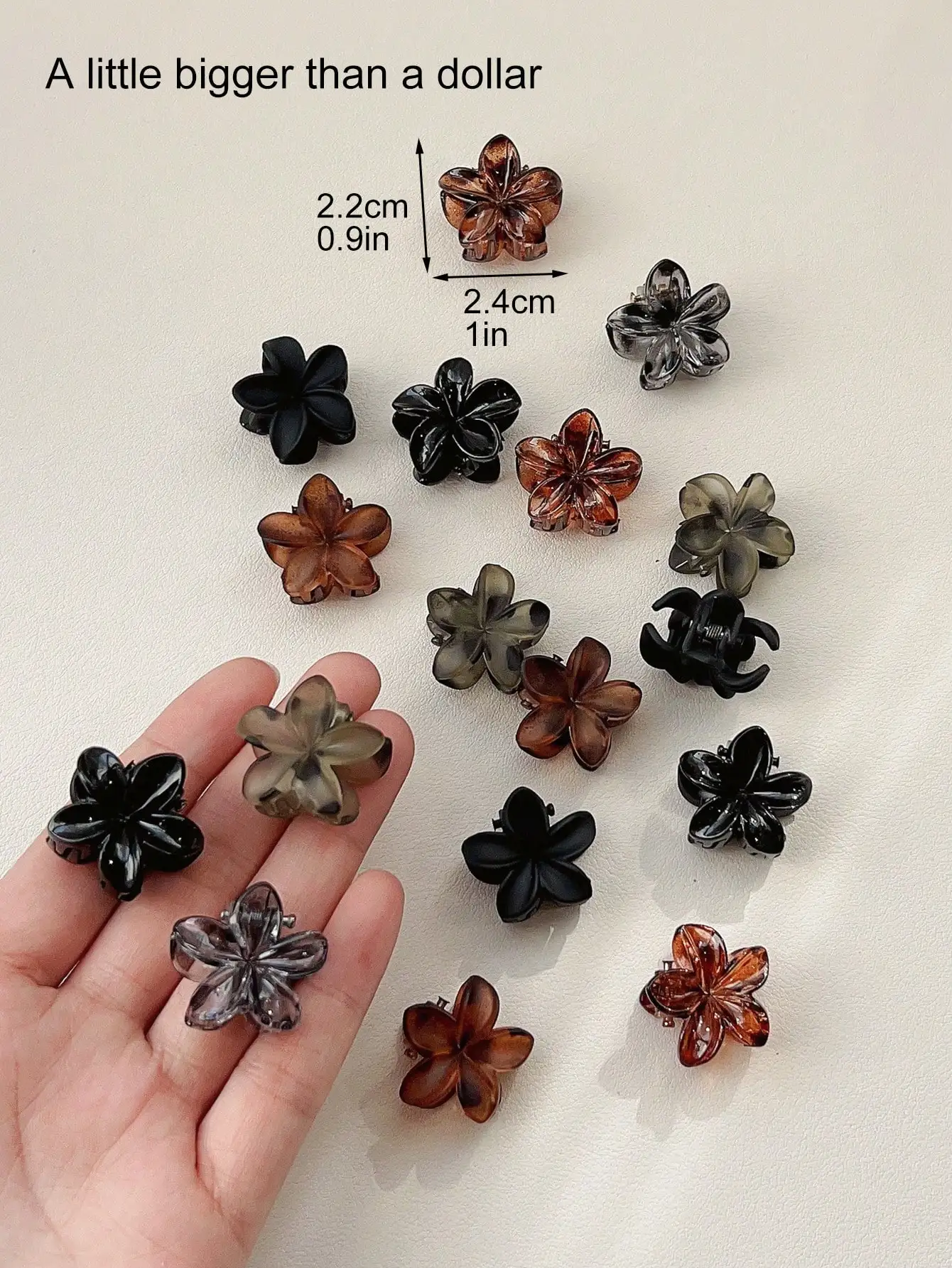 20 Stück neutrale kleine Haarklammern, niedlicher rutschfester Haarschmuck für Frauen und Mädchen, verschiedene Farben, Blumen-Haarspange für dünnes Haar – Detail 12