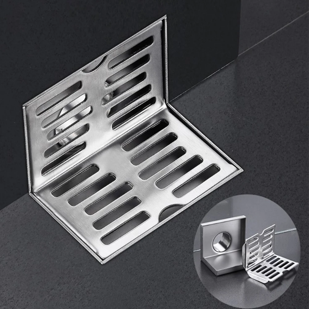 

Corner Floor Drain L Shape Stainless Steel Side Drain Wear Resistant Resistant Right Angle Floor Drain Waste Solid Filter Home