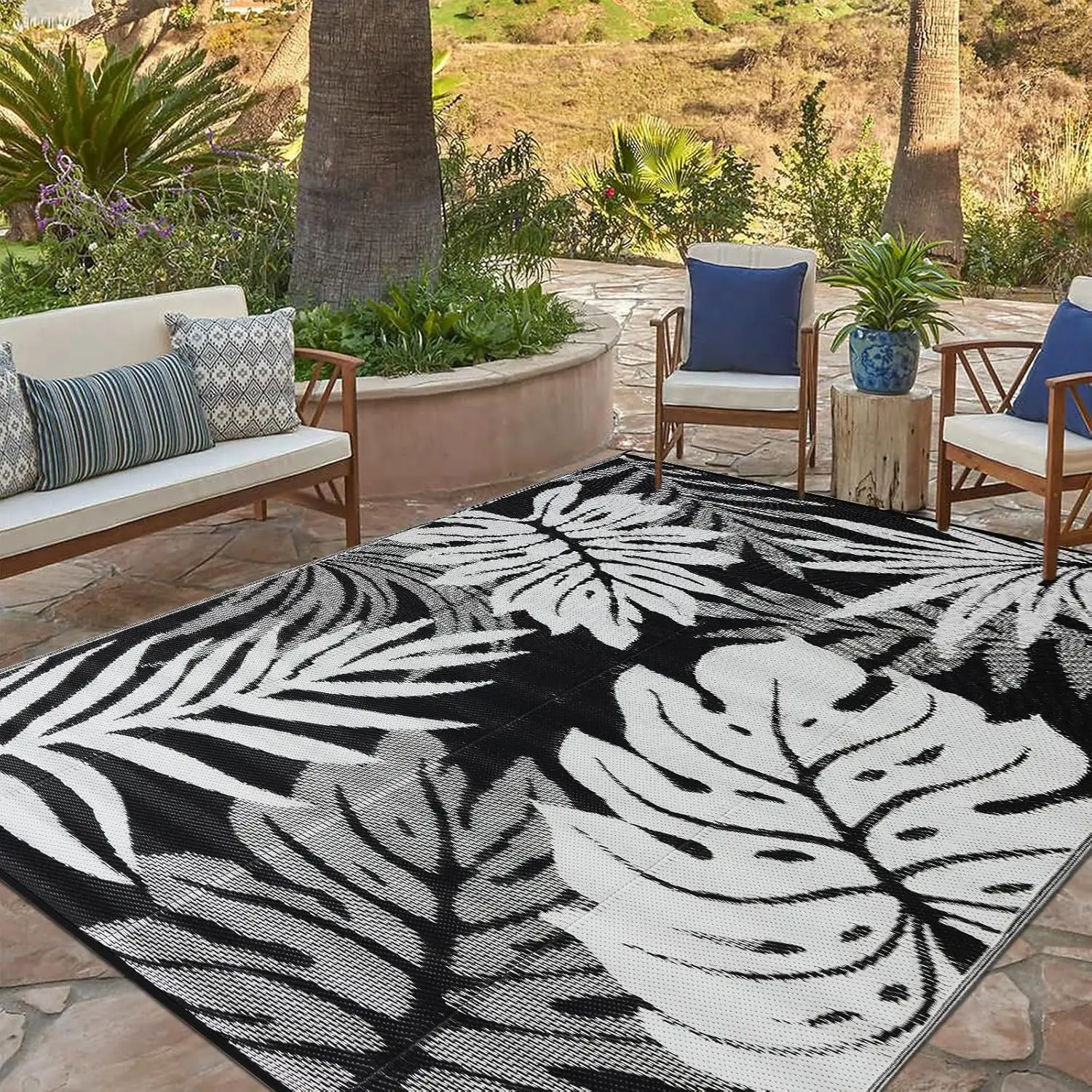 

Outdoor Rug 8x10 ft Waterproof Reversible Plastic Area Rug for Patio Camping Deck