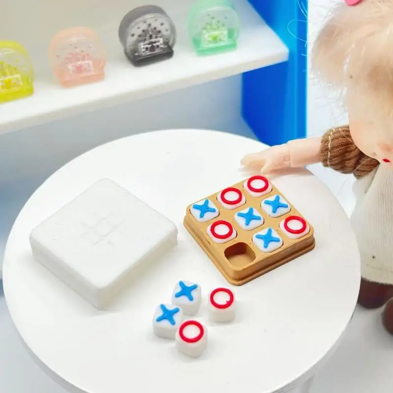 【M】Mini Tic Tac Toe Game Dollhouse Accessories Miniature Board Game Set For 1:12 Scale Doll House Living Room Decor