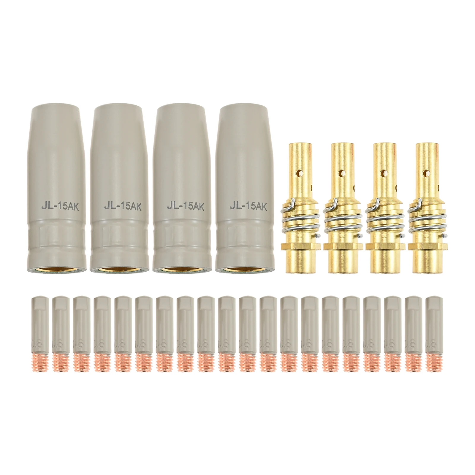 28PCS 15AK Non-stick Welding Torch Kit With MIG Torch Gas Nozzle Tip Holder KP1939-1 New Coating Protection Nozzle Durable