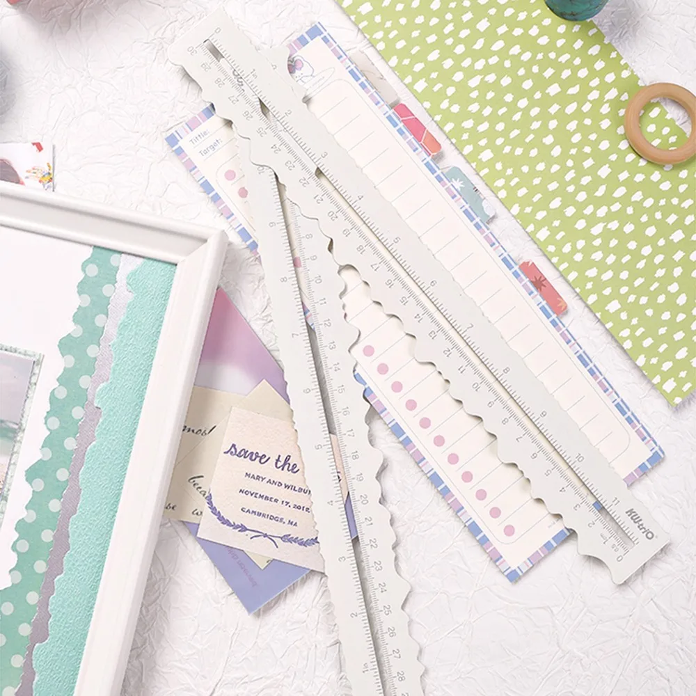 Steel Paper Tearing Ruler Measuring Lightweight Irregular Edge Ruler Irregular Edges Practical Deckle Paper Ruler DIY Project