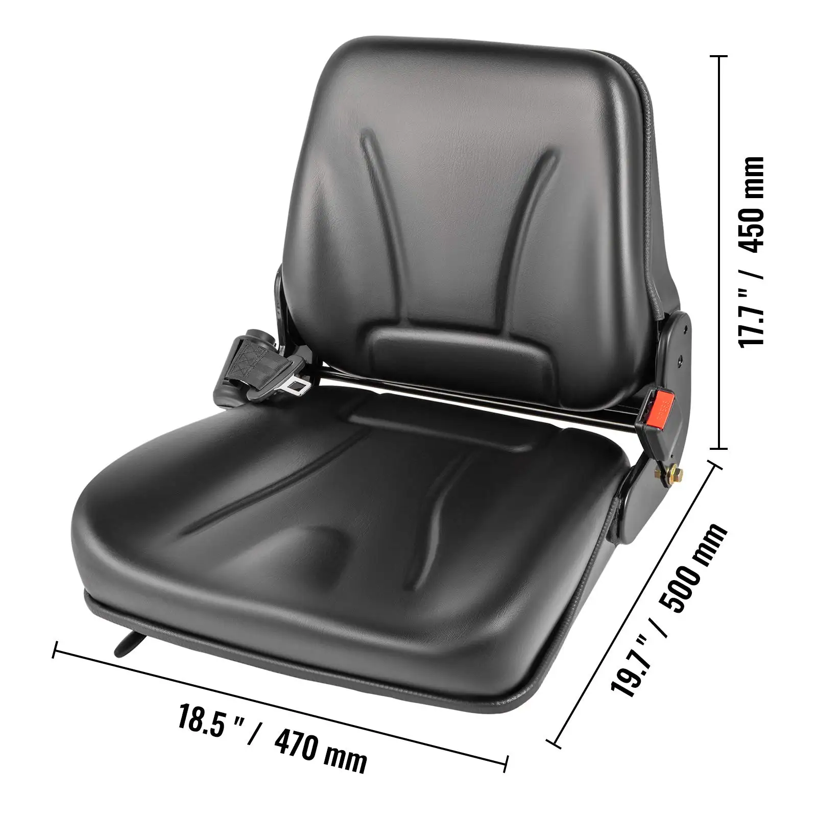 Black PVC Replacement Comfortable Forklift Seat Heavy Duty Driver Seat for Industrial Machinery and Construction Vehicle