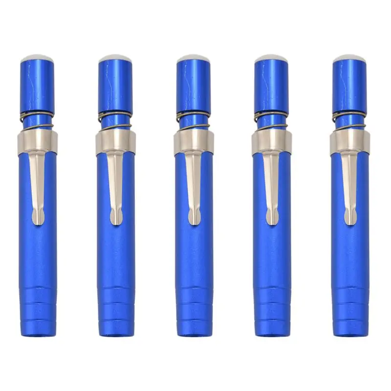 Leading-5 Pcs Black Aluminum Alloy Chalk Keeper Holder (Blue)