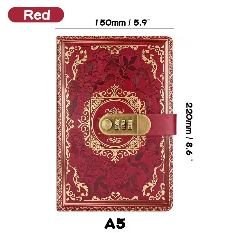 Retro Digital Password Notebook Journal With Lock A5,Diary Perfect for Men and Women-PU Leather Combination Lock Persons Privacy image 6