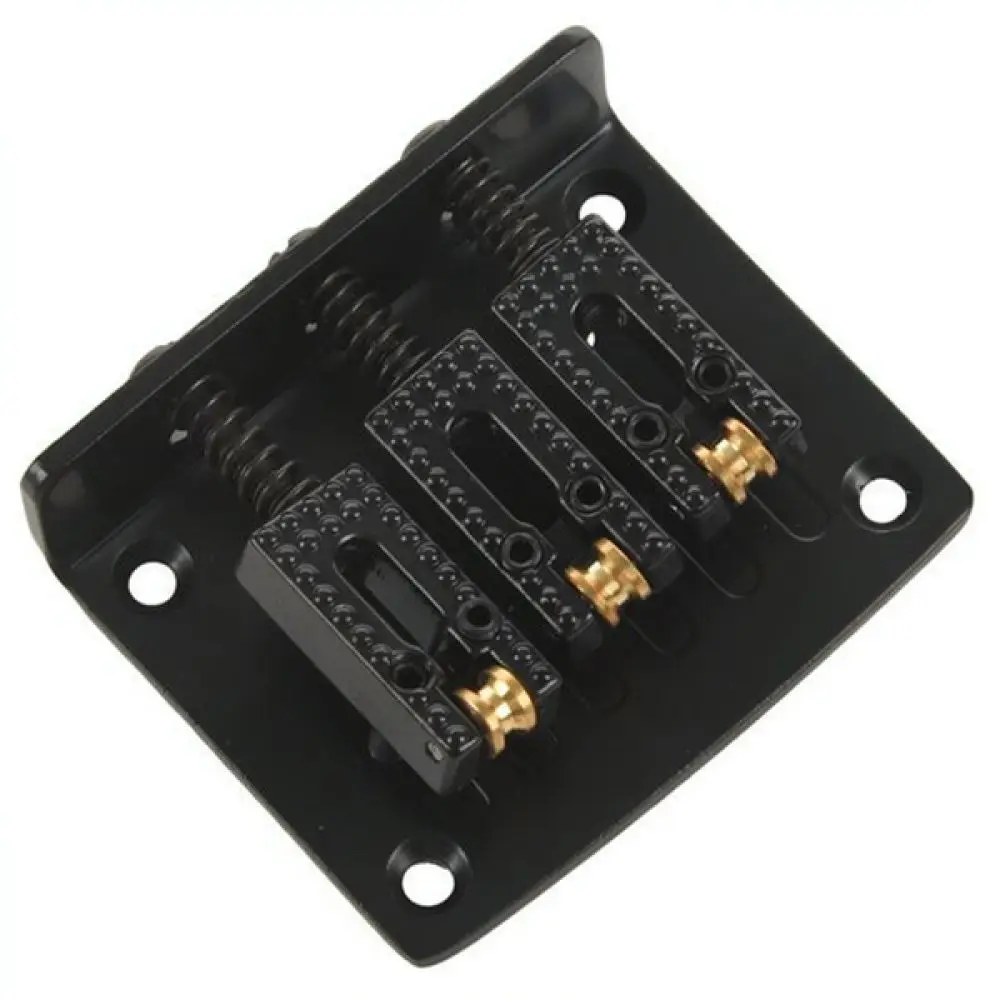 Sturdy 3 String Guitar Bridge Roller Saddle Tailpiece Black Hardtail Hardware For Electric Guitar Modification Kit