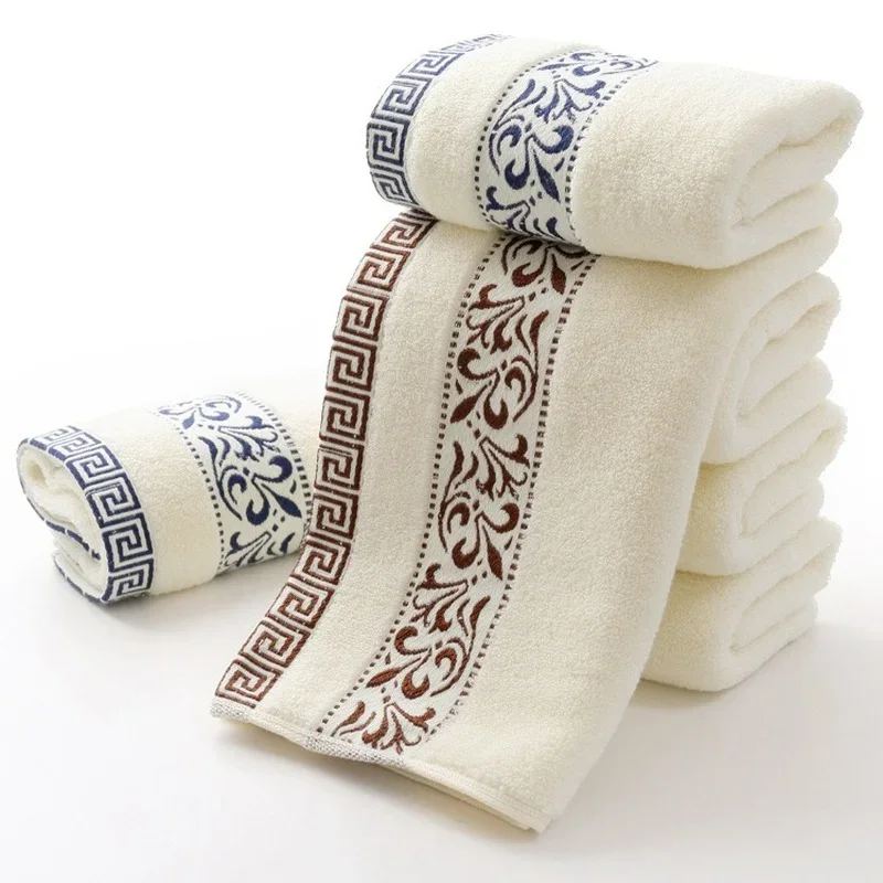 Chinese Style Fashion Solid Color Embroidery Men Washcloth Travel Hotel Bath Towel Bathrobe Gym Yoga Portable Lovers Gift