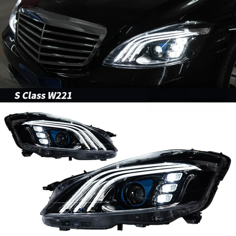 Suitable forSuitable for 06-12 Mercedes-Benz S-Class W221 Modified Three-Eyed Headlight Assembly LED Lens Turn Signal Daytime Ru