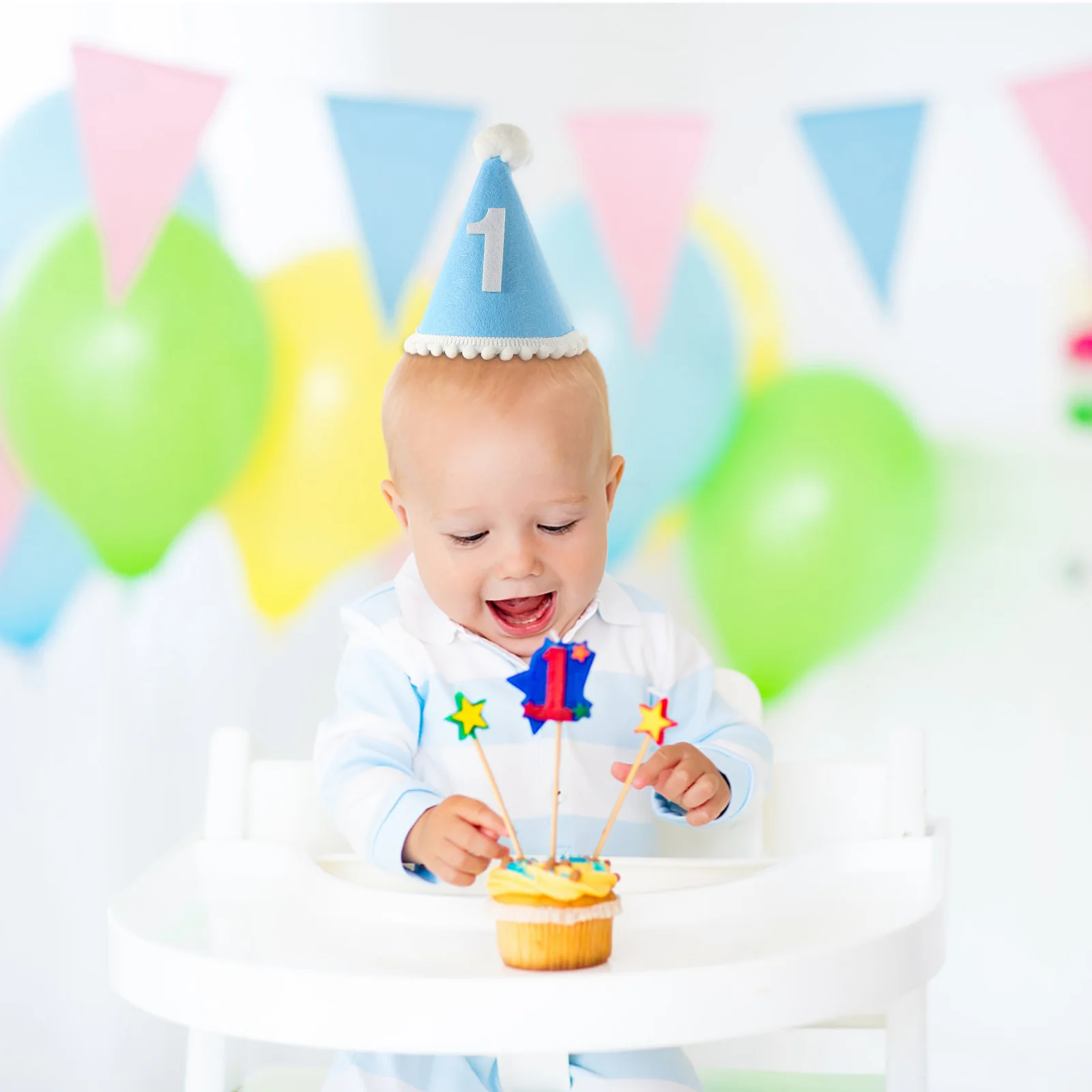 1st Birthday Hat Hairband Baby Party Headwear Photo Props Headband Decor Knitted