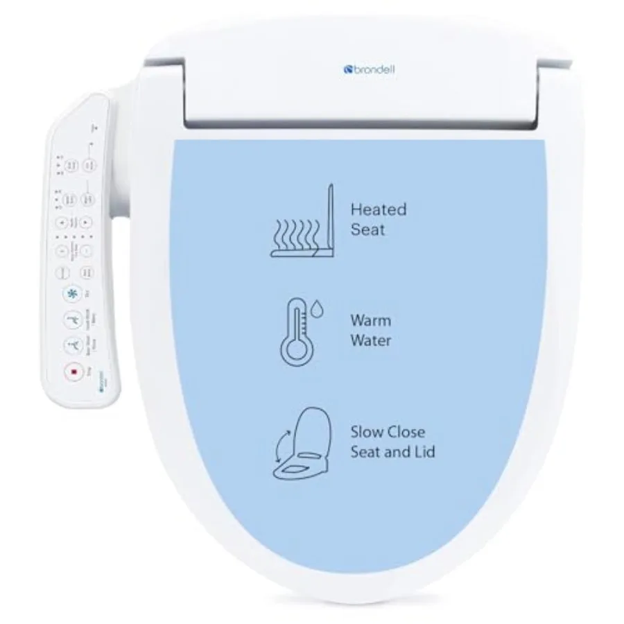 

Electric bidet toilet seat for home use, stainless steel nozzle, white, heated seat with warm air dryer and night light