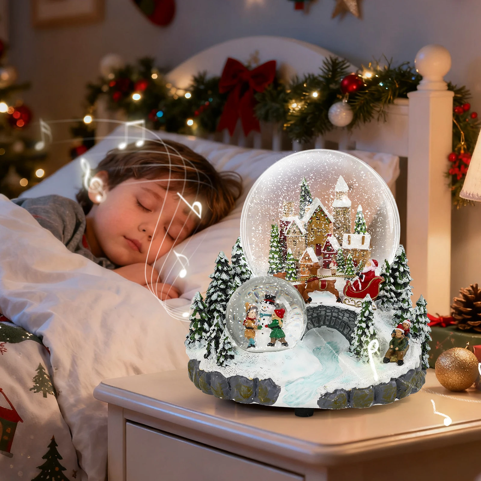 

Enchanting Christmas House Snow Globe Creates a Magical Winter Scene with Music, Santa, and Snowman for Family Holiday Decorati