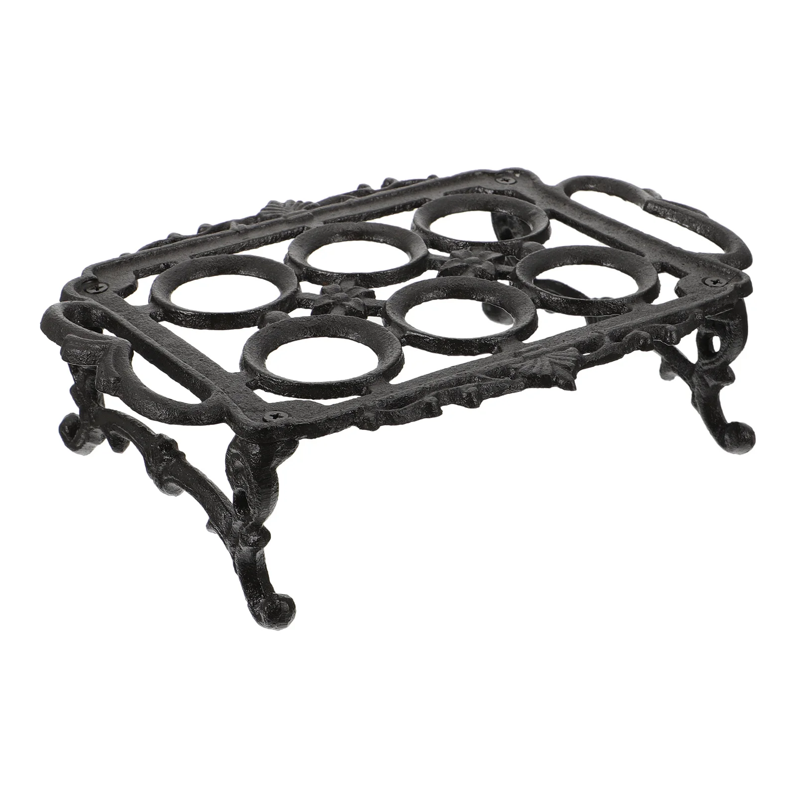 

1pc Cast Iron Holder Black Kitchen Storage Rack For 6 Eggs Iron Art Egg Tray Egg Organizer Rack Dining Table Decorative Stand