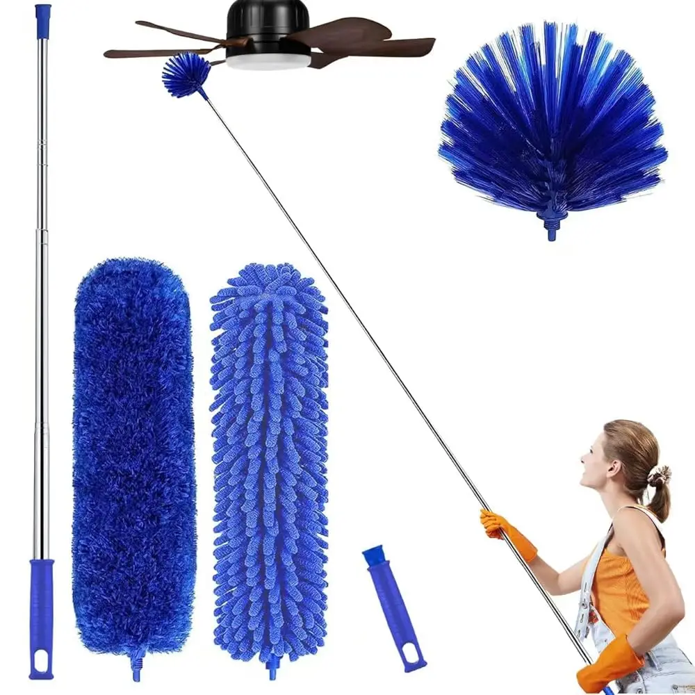 

Professional Microfibre Dusters for Cleaning - Extendable 30-81\ Cobweb Remover Kit with 3 Washable Heads, Bendable Design fo