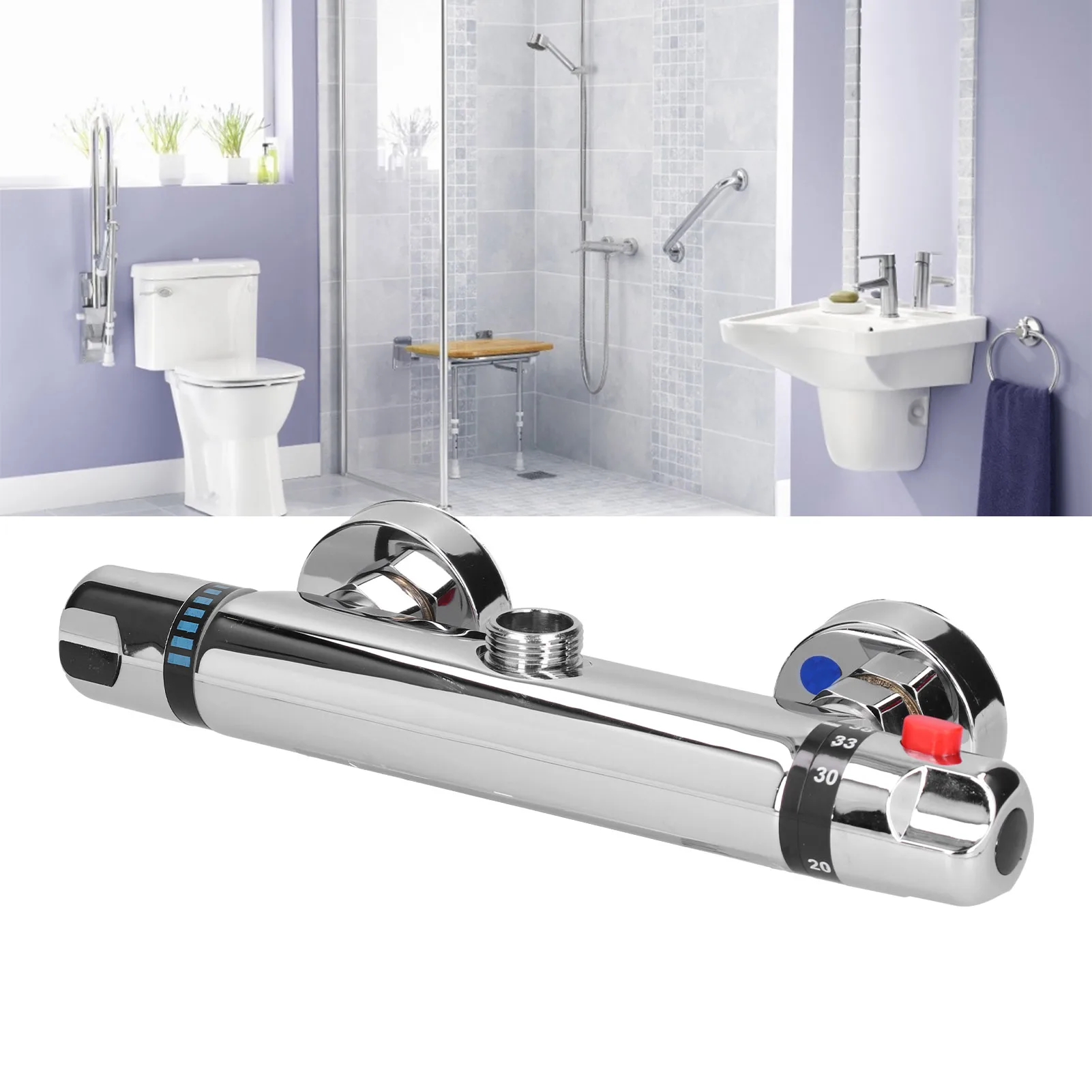 Thermostatic Shower Valve 3/4inch Interface Bath Mixer Anti‑scald Constant Temperature Hot Cold Water Mixer Valve for Bathroom