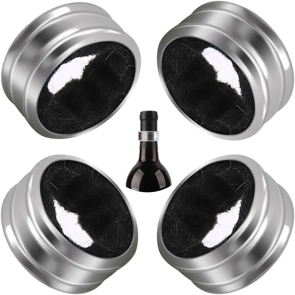 Stainless Steel Wine Bottle Collars Classy Wine Collar Drip Rings Simple and Durable Wine Drop Stoppers with Velvet Felt Inside
