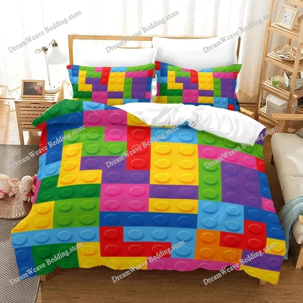 

Colorful Blocks Bedding Set Duvet Cover 3d Bedding Fashion Design Decoration King Duvet Cover Set Double Bed Set Bedding Sets963